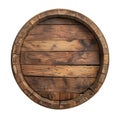 Wine barrel, top view. Old wooden barrel for storing wine close-up, isolated on a white or transparent background Royalty Free Stock Photo