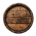 Wine barrel, top view. Old wooden barrel for storing wine close-up, isolated on a white or transparent background Royalty Free Stock Photo