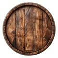 Wine barrel, top view. Old wooden barrel for storing wine close-up, isolated on a white or transparent background Royalty Free Stock Photo