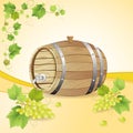 Wine barrel with white grapes Royalty Free Stock Photo