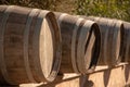 Wine barrels in an alley, Ensenada , wine country of Mexico, Valle de Guadalupe