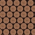 Wine barrels are arranged in order in the wine cellar. Seamless pattern Royalty Free Stock Photo