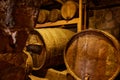 Wine barrels and casks with kegs Royalty Free Stock Photo