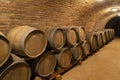 wine barrels in the cellar, Szekszard, Hungary Royalty Free Stock Photo