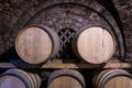 wine barrels in the cellar, Szekszard, Hungary Royalty Free Stock Photo
