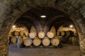 wine barrels in the cellar, Szekszard, Hungary Royalty Free Stock Photo