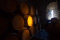 Wine barrels in dangeon Royalty Free Stock Photo