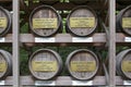 Wine barrels at the Meiji Jingu shrine in Shibuya, Tokyo Prefecture, Japan