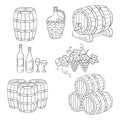 Wine barrels set, vector illustration Royalty Free Stock Photo