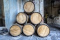 Wine barrels stacked Royalty Free Stock Photo