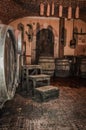 Wine Barrels Stacked in Winery Cellar Royalty Free Stock Photo