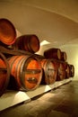 Wine barrels for storage in traditional cellar Royalty Free Stock Photo