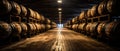 Wine Barrels in a Winery Cellar Royalty Free Stock Photo