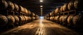 Wine Barrels in a Winery Cellar Royalty Free Stock Photo