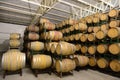 Wine barrels at the winery Viu Manent. Royalty Free Stock Photo