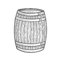 Wine beer barrel sketch engraving vector
