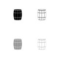 Wine or beer barrels black and grey set icon .