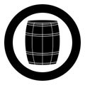 Wine or beer barrels black icon in circle vector illustration isolated .