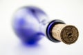 Blue bottle wine with a cork isolated on white bac Royalty Free Stock Photo