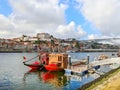 Wine boats cityscape Porto Portugal Royalty Free Stock Photo