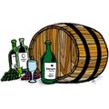 Wine bottle and barell Royalty Free Stock Photo