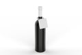 Wine bottle with blank label and hang tag for branding and mock up. 3d render illustration. Royalty Free Stock Photo