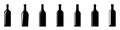 Wine bottle. Bottles silhouettes. Bottle icons set. Collection of wine bottle shapes