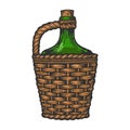Wine bottle carboy color sketch engraving vector Royalty Free Stock Photo
