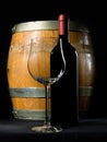 Wine bottle and cask Royalty Free Stock Photo