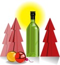 Wine bottle and Christmas tree Royalty Free Stock Photo