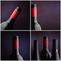 Wine bottle collage - four images Royalty Free Stock Photo
