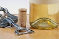 Wine bottle with cork and corkscrew Royalty Free Stock Photo