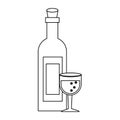 Wine bottle and cup isolated in black and white Royalty Free Stock Photo