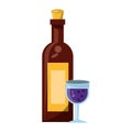 Wine bottle and cup isolated Royalty Free Stock Photo