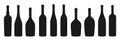Wine bottle different shapes silhouette set various alcohol beverages champagne engraving design