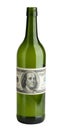 Wine bottle with a dollar bills