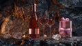 The wine bottle and gift.AI generated image Royalty Free Stock Photo