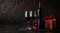The wine bottle with gift.AI generated image Royalty Free Stock Photo