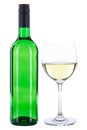 Wine bottle glass alcohol beverage green isolated on white