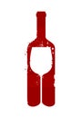 Wine bottle and glass. Alcoholic drink. Vector illustration