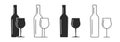 Wine bottle and glass icon vector graphic as alcohol drinks beverages sign simple pictogram black white flat glyph and line Royalty Free Stock Photo