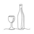 Wine continuous line vector illustration