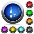 Wine bottle and glass round glossy buttons Royalty Free Stock Photo