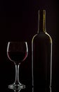 Wine Bottle and Glass Silhouette Royalty Free Stock Photo