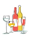 Wine bottle, glass silhouette Royalty Free Stock Photo
