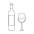 Wine Bottle And Glass Vector