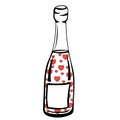 Wine bottle with hearts Royalty Free Stock Photo