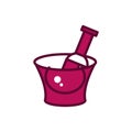 Wine bottle ice bucket celebration drink beverage icon line and filled Royalty Free Stock Photo