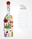 Wine bottle icons compositions poster Royalty Free Stock Photo