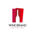 Wine bottle logo design vector template. colorful trendy illustration in red color. wine brand, grape wine label, alcohol drinks Royalty Free Stock Photo